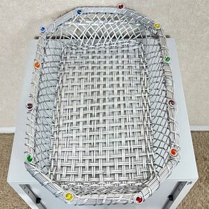 Dary Rees Silver Woven Wire Basket with‎ Colorful Jewels Rectangular